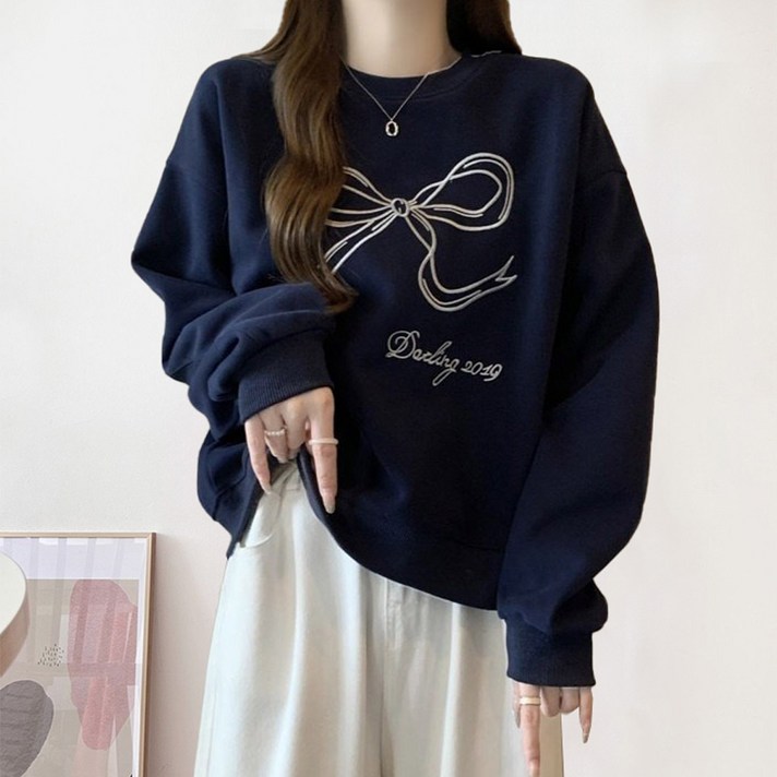 새로본7봄가을506512M 맨투맨 빅사이즈 라운드넥티 박스롱 여성 여자 미시