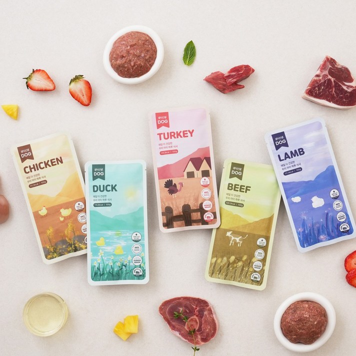 포옹 생식선생 자연식 강아지 생식 사료 골라담기