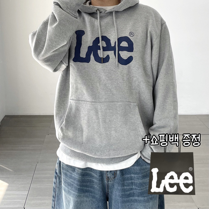 당일출고정품 LEE 리 빅 트위치 오버핏 후드티 그레이  쇼핑백