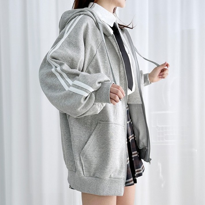 테이핑 나그랑 벌룬 후드집업 오버핏 아우터