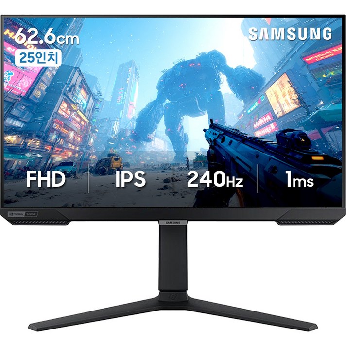 삼성전자 오디세이 G4 BG400 25인치 피봇 게이밍 모니터 IPS 프리싱크 지싱크 240Hz 1ms HDR10, 62.2cm, LS25BG400EKXKR