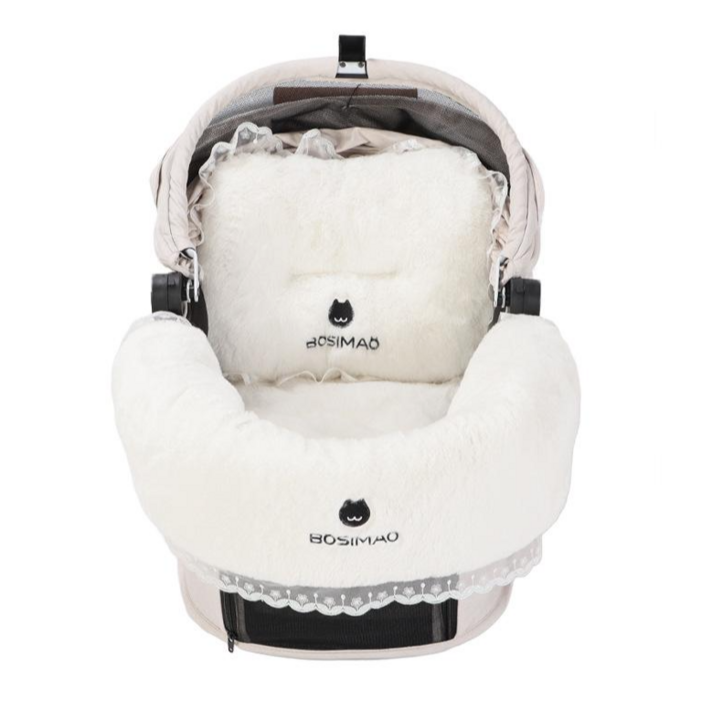 강아지 유모차 가드쿠션 가드방석베개 세트 강아지 유모차 방석 개모차 방한, 화이트