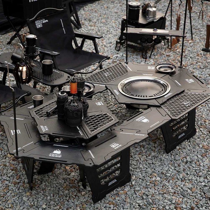 캠핑 테이블 다목적 만능 철제 디자인 불판, 풀옵션 테이블