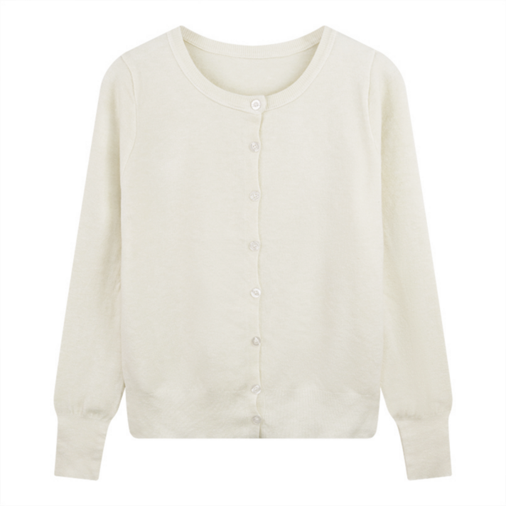 하바우 여성   루즈핏 베이직 라운드 니트가디건