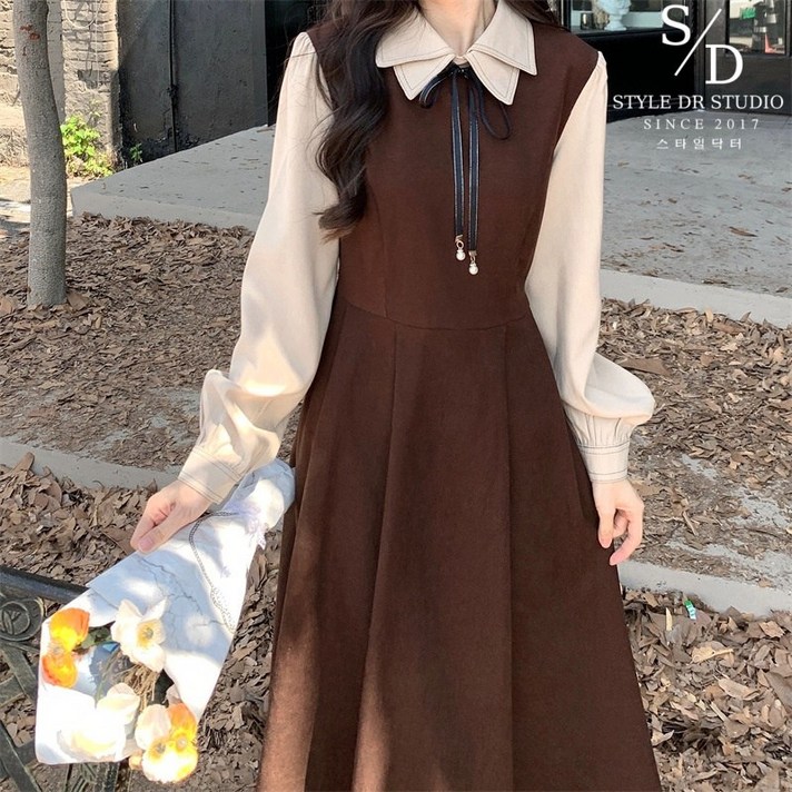 스타일닥터 패션원피스 학원풍 여성원피스 캐주얼 데일리룩 프렌치 롱원피스 빅사이즈원피스 슬림핏 원피스 하객룩