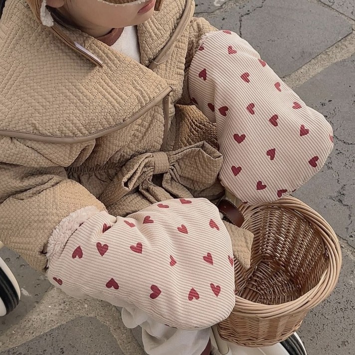 어텀31 아동용 킥보드 자전거 방한 장갑, 하트 애프리콧, 1개