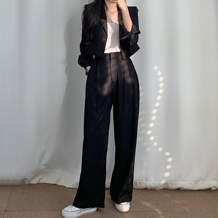 티데일리 여성용 헤이즈 크롭 자켓 슬랙스 셋업 티데일리 여성용 헤이즈 크롭 자켓 슬랙스 셋업