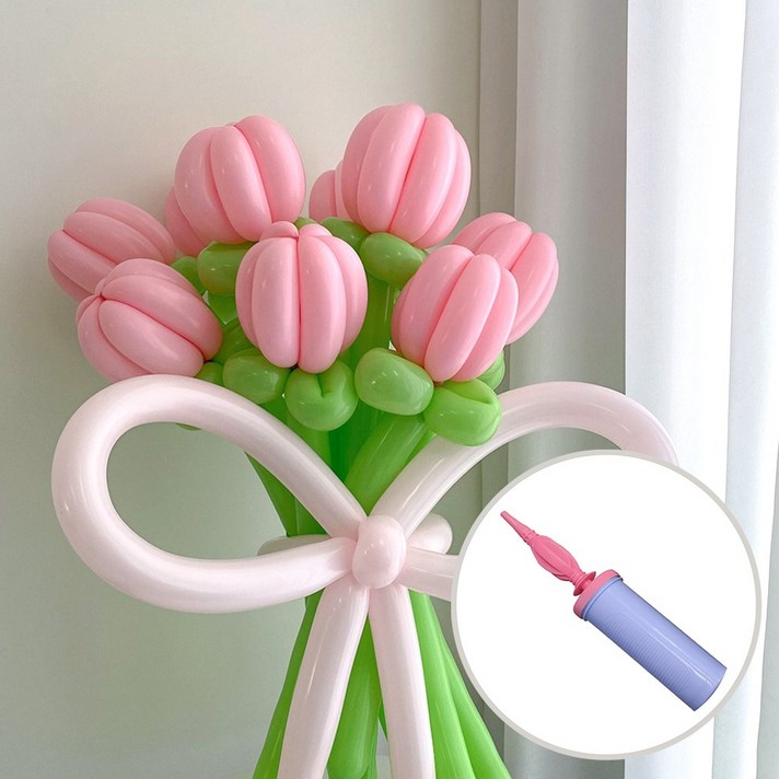 DIY 요술풍선 핑크 튤립 꽃다발 손펌프 by 파티아일랜드 DIY 요술풍선 핑크 튤립 꽃다발 손펌프 by 파티아일랜드
