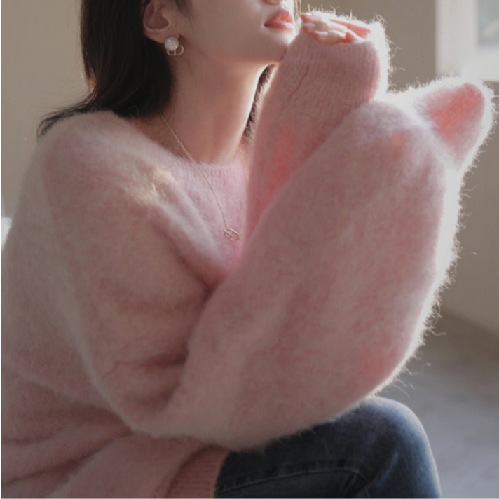 미소모드 부들 앙고라 루즈핏 니트 M0039