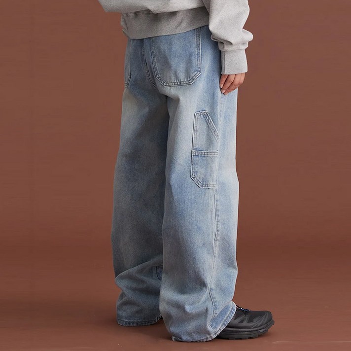 크림소다랩 남녀공용 버뮤다 카펜터 데님팬츠 커플바지 청바지