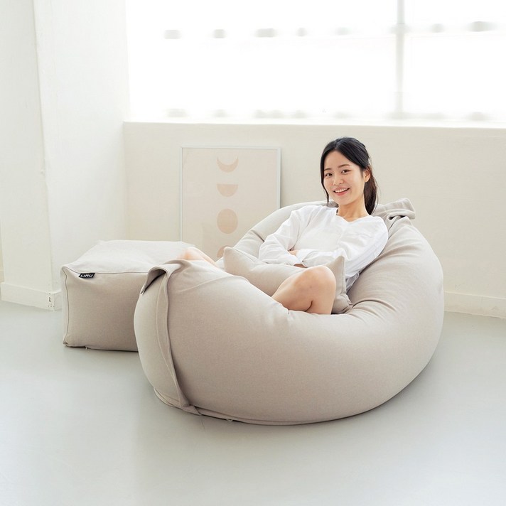 LINU 리누 린온빈백 대형 빈백 소파 1인 2인, 오트밀