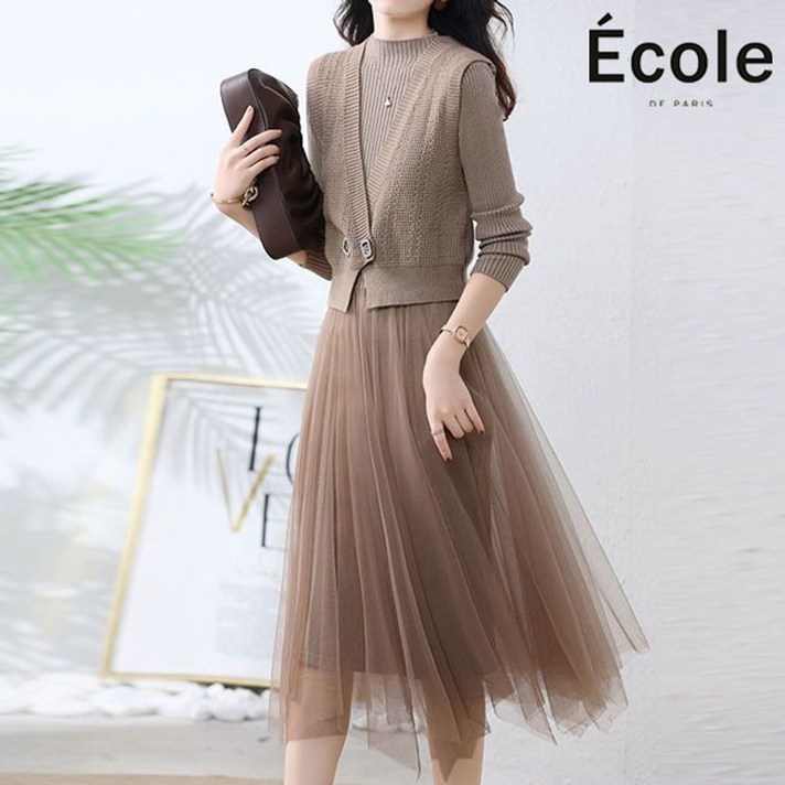 에꼴드파리 샤 니트 원피스 F38WOB001Z