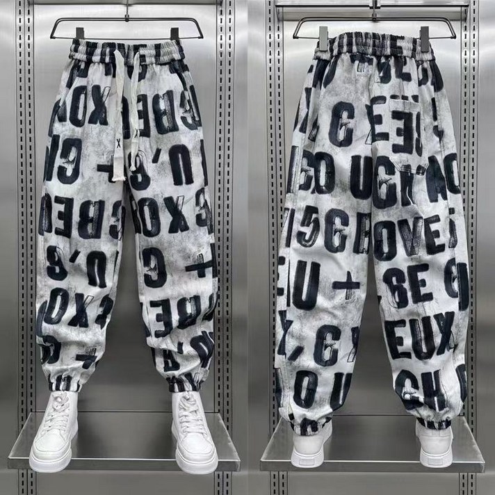 십전십미 가을 남자 레터링 슬랙스 캐주얼 와이드 팬츠