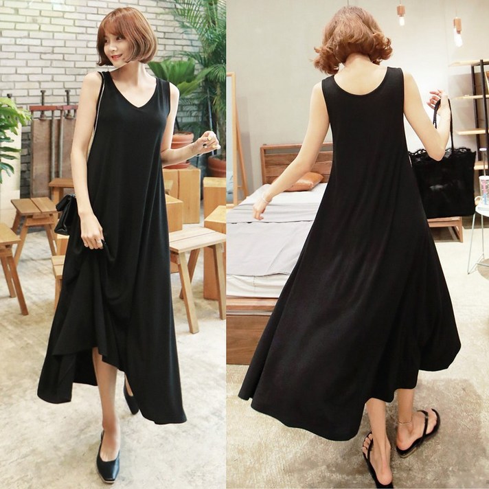 라쿤걸 민소매 여름 모달원단 롱스커트NY676 빅사이즈