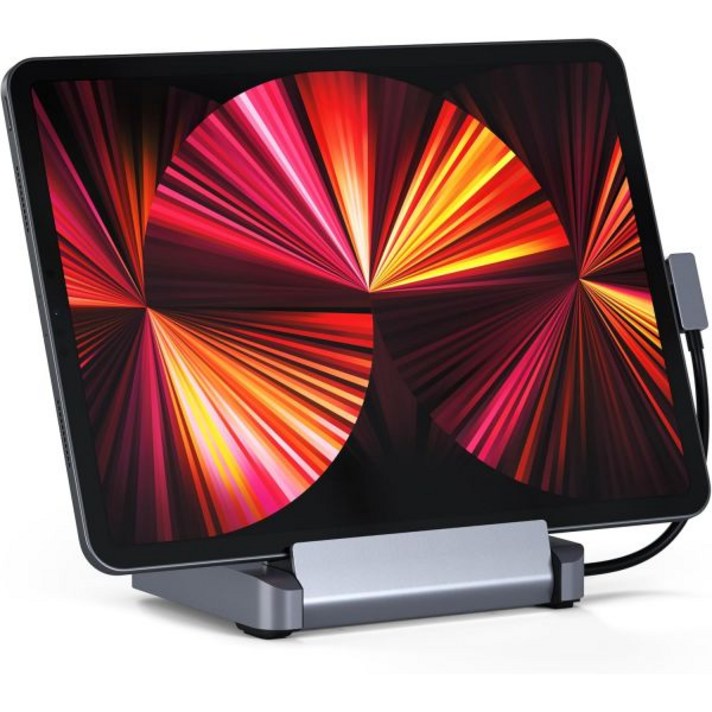 사테치 USB C 허브  iPad Pro 알루미늄 스탠드 및 6in1 도크 폴더블 도킹 스테이션 M2용 M1 ProiPad Air Mini 6세대