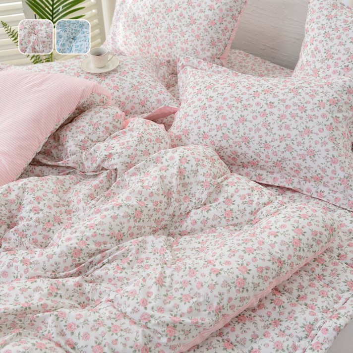 국산 리빙캐슬 로사가든 마이크로모달 차렵이불  패드 세트