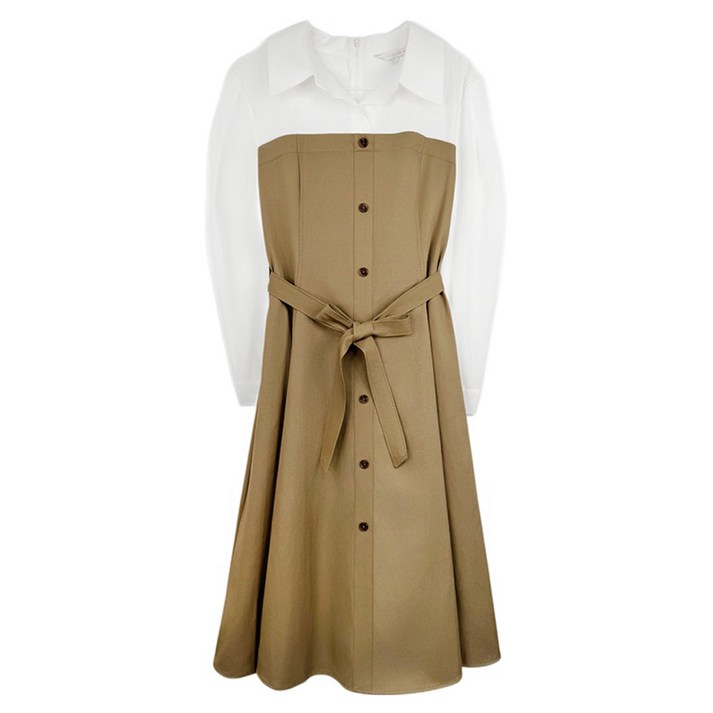 올리브데올리브 여성용 백밴딩벨티드배색 원피스