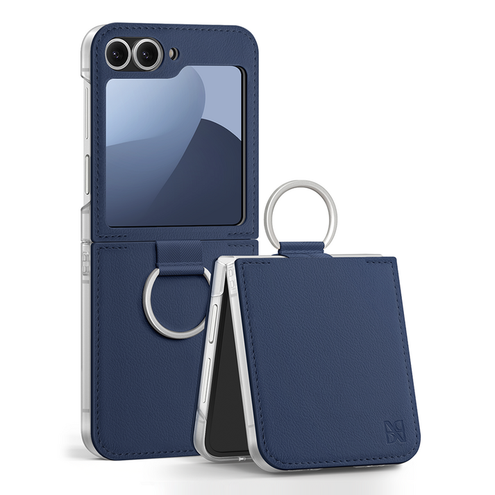 어썸디자인 플랫 수제 가죽 휴대폰 케이스 + 링 세트