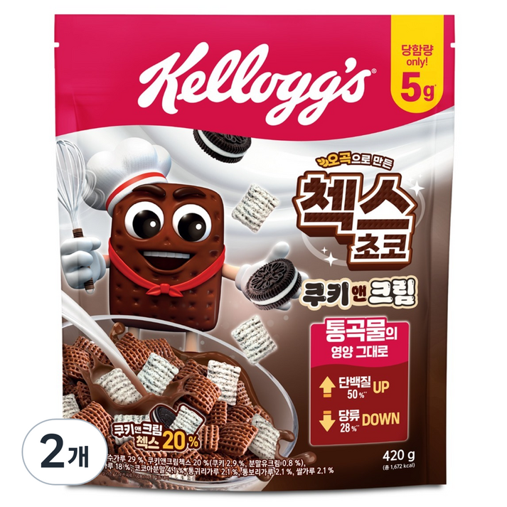 첵스초코 쿠키앤크림 시리얼, 420g, 2개 첵스초코 쿠키앤크림 시리얼, 420g, 2개