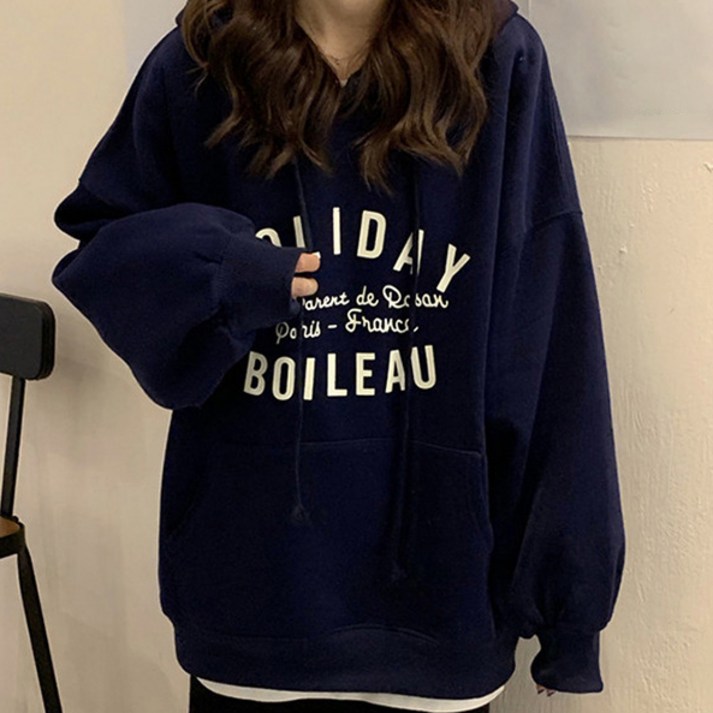 디멜디 여성용 데일리 프린트 루즈핏 봄 간절기 후드 맨투맨