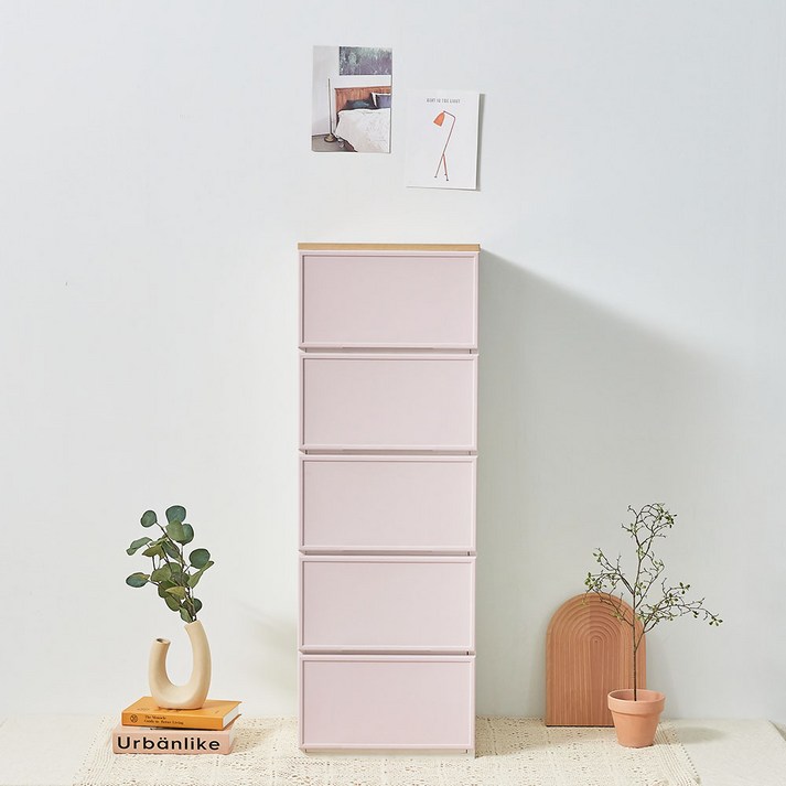 씨밀렉스 래폴드 모듈서랍장 레귤러 L, 무디파스텔핑크, 5단