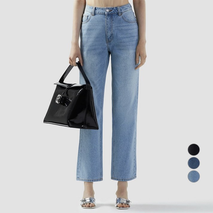 GCDS 여성용 데님 스트레이트 면 트라우저 DKMAA21020