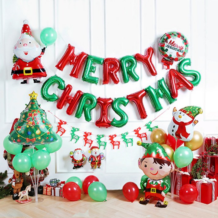 파티해 큐티 크리스마스 은박풍선 장식 E 세트, 혼합색상, 1세트