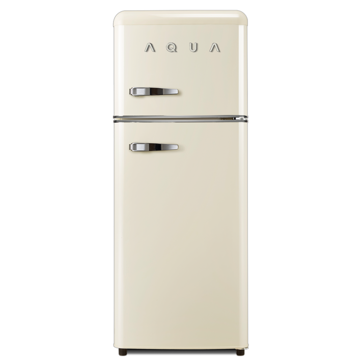 삼성냉장고2도어 하이얼 AQUA 3D크롬로고 레트로 냉장고 115L 방문설치, 크림 아이보리, ART118MDI