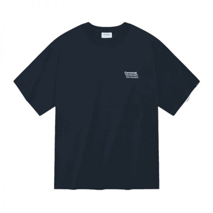 커버낫반팔 [커버낫 본사]웨일 로고 티셔츠 네이비