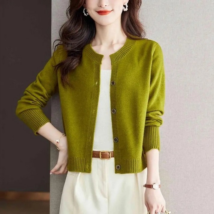 MOSAIRATION 자그마한 키 여성 쇼트 외투 봄가을 세련된 데이리룩 니트 가디건 가디건 H16