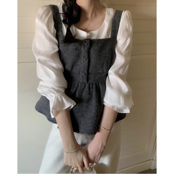 [당배] 여성 PYT 프리티영띵 몬드 뷔스티에 하객룩 모직나시 레이어드