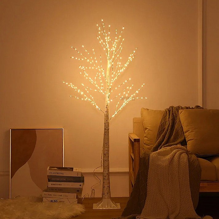 LED 자작나무 와이어 버전 장스탠드 크리스 마스 트리 (엘라) 높이 1.8m 예쁜 갬성 까페조명 EW-T180, 1개