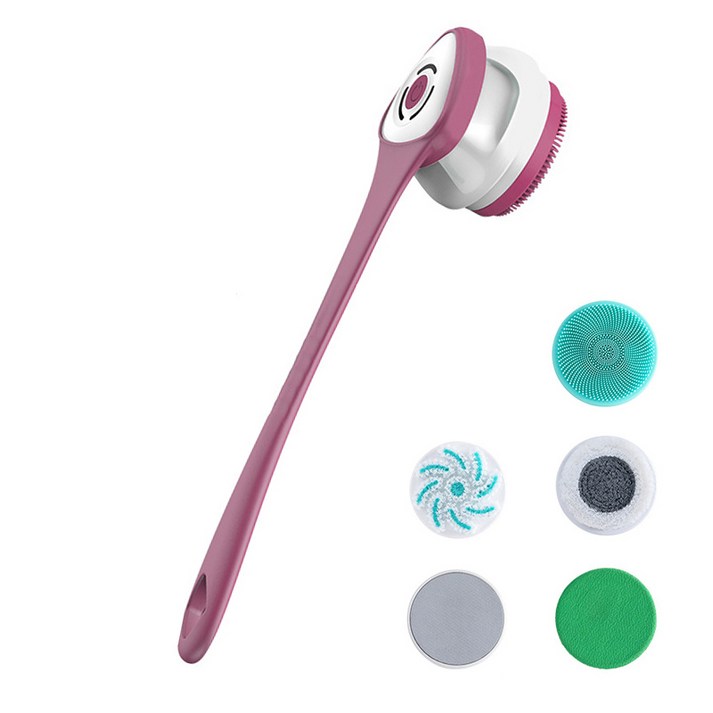Pealy 전동 몸 브러쉬 마사지 클렌징 2 in 1 360도 자동 회전 IP67방수 브러쉬 3단 강도 40cm 긴 손잡이 탈부착 가능