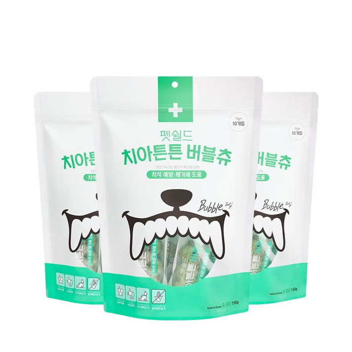 펫쉴드 치아튼튼 버블츄 강아지 치석 제거 덴탈츄, 닭고기, 15g, 30개