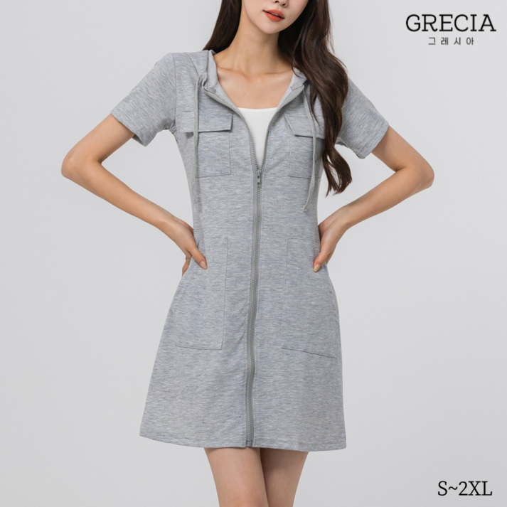 그레시아 여성 반팔 후드 집업 원피스 S2XL 그레시아 여성 반팔 후드 집업 원피스 S2XL