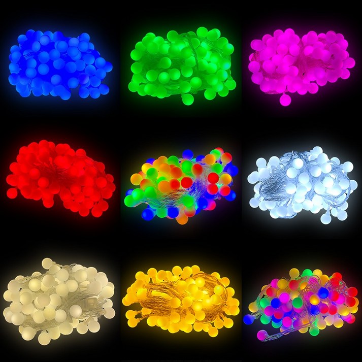 선세이브 LED 앵두전구 100구 전원포함 크리스마스 조명 트리 전구, 투명선+파스텔(6색), 1개