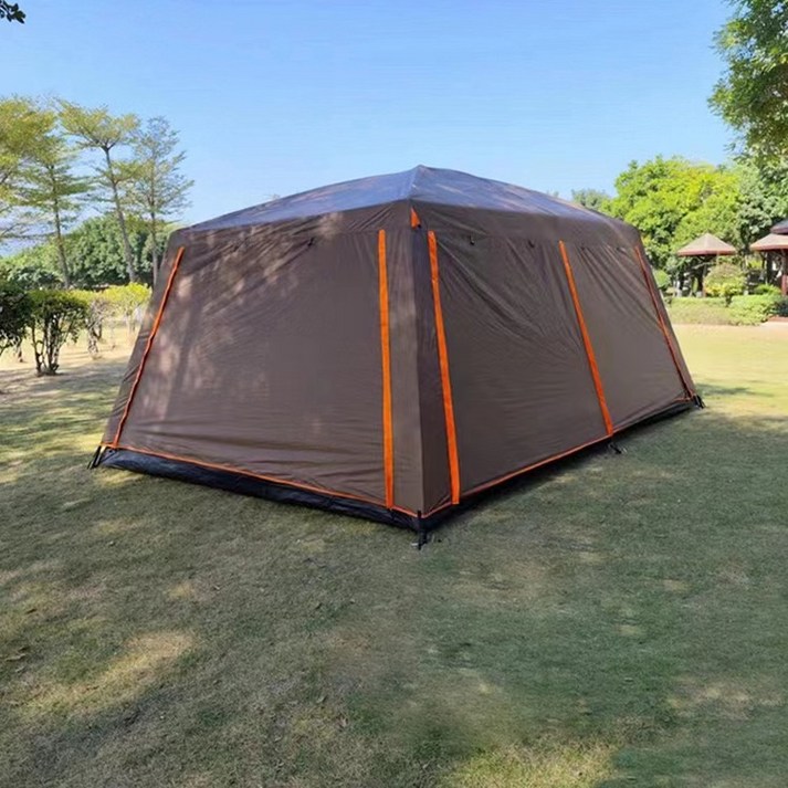 캠핑왕국 캠핑용 글램핑 천막 투룸 패밀리 텐트 대형, 브라운
