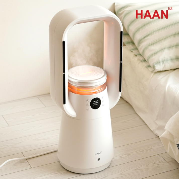 NEW 한경희 가정용온풍기 초저소음 PTC 타워형 사무실 온풍기, P화이트