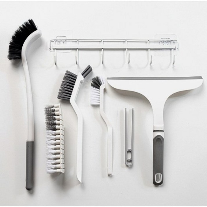 모던라움 욕실 화장실 청소솔 세트 7종 다용도 스퀴지 고리포함 청소 도구, 1세트, 화이트