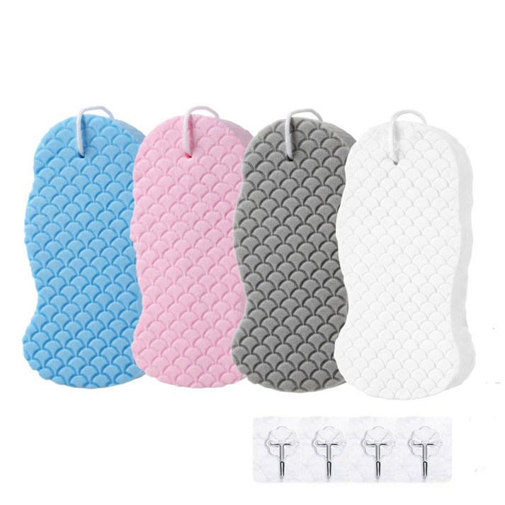 AROK 데일리 샤워 바디 스펀지 4종 세트 후크4P 증정