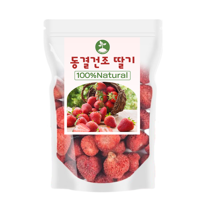 무설탕 설탕0% 딸기100% 자연 그대로 동결 건조 딸기 건강한 스낵 천연 딸기, 1개, 500g