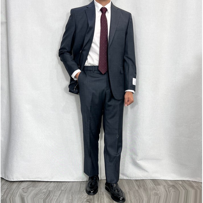 바쏘옴므 정장 울 100% 히든밴딩 예복 레귤러핏 클레식수트 차콜 Z3JW08-2