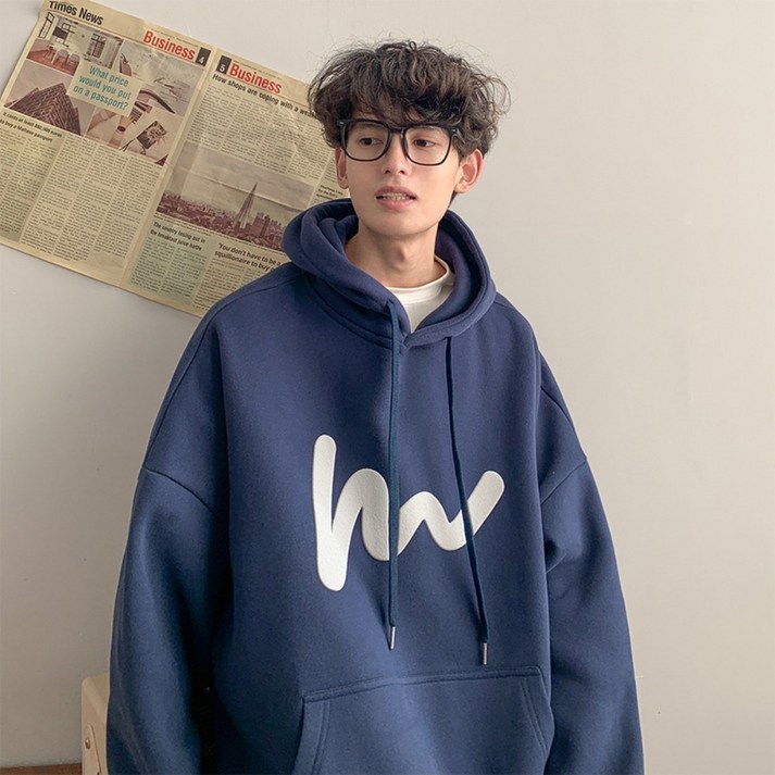 심플 로고 후드티셔츠 빅사이즈 오버핏