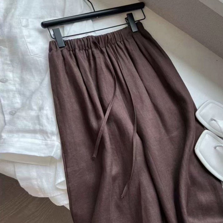 WILDSEA 여성 체형커버 시원한 밴딩 와이드 팬츠 린넨바지