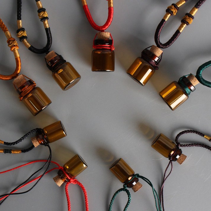 아로마 목걸이 차량용 디퓨저 에센셜 오일 소분 케이스 포포라운지 화장품 용기, 1개, 2ml, 라지민무늬 블랙