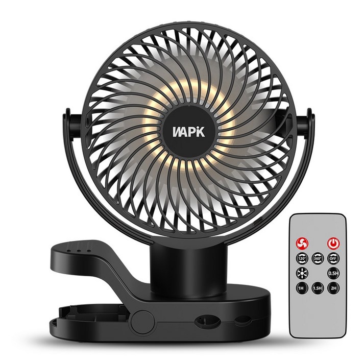 와피크 미니 무선 집게형 선풍기 F8 Pro 클립 무드등 좌우회전 휴대용 BLDC