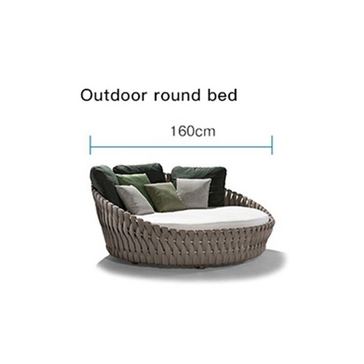 야외 테이블 세트 테라스 정원 소파 맞춤형 야외 식탁과 의자 방수 안뜰 바위 슬래브 현대적인 미니멀리즘 대리석 북유럽 레저 소파 가구, 둥근 침대