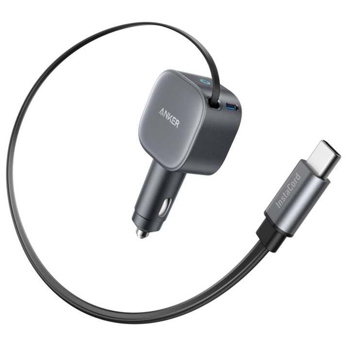 앤커 나노 75W 2포트 차량용 고속 충전기 C타입 케이블 일체형, 그레이, A2738