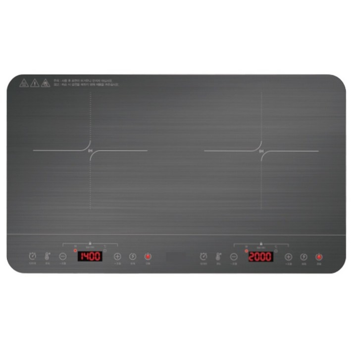 [재리마켓] 3500W 고출력 2구 인덕션 블랙 10단 조절 터치식 전기레인지, 프리스탠딩, 10단 대형 2구 인덕션