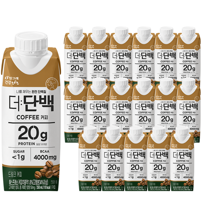 빙그레 더단백 드링크 커피 18p, 250ml, 18개 빙그레 더단백 드링크 커피 18p, 250ml, 18개